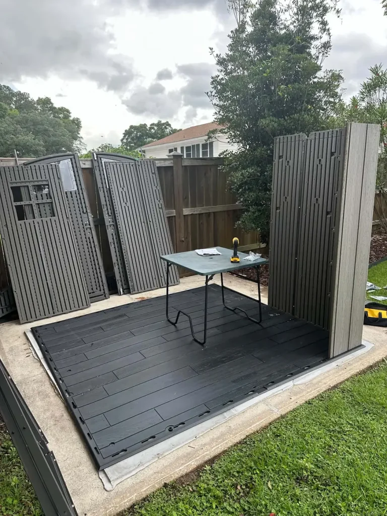 Completed shed assembly in Pensacola